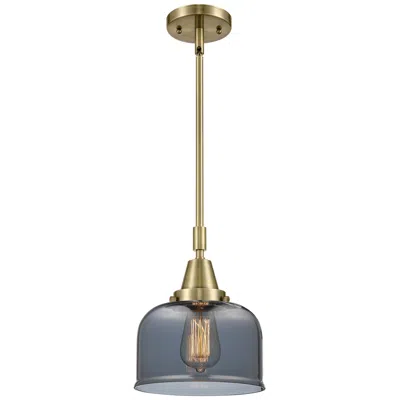 Innovations Lighting Caden Bell 8"w Antique Brass Stem Hung Mini Pendant W/ Plated Smoke Sh