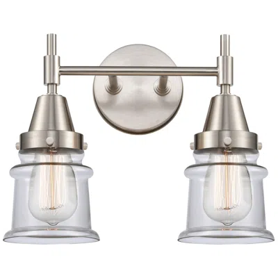 Innovations Lighting Caden Canton 14.25"w 2 Light Satin Nickel Bath Vanity Light W/ Clear S