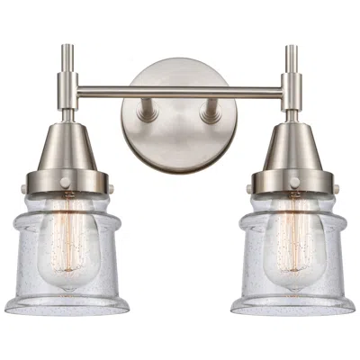 Innovations Lighting Caden Canton 14.25"w 2 Light Satin Nickel Bath Vanity Light W/ Seedy S