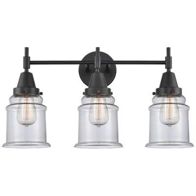Innovations Lighting Caden Canton 24" Wide 3 Light Matte Black Bath Vanity Light W/ Clear S