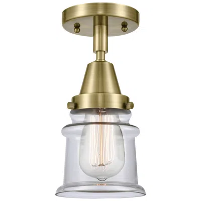 Innovations Lighting Caden Canton 5.25" Wide Antique Brass Flush Mount With Clear Shade