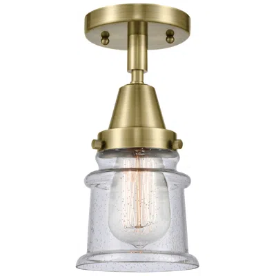 Innovations Lighting Caden Canton 5.25" Wide Antique Brass Flush Mount With Seedy Shade