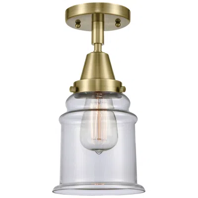 Innovations Lighting Caden Canton 6" Wide Antique Brass Flush Mount With Clear Shade