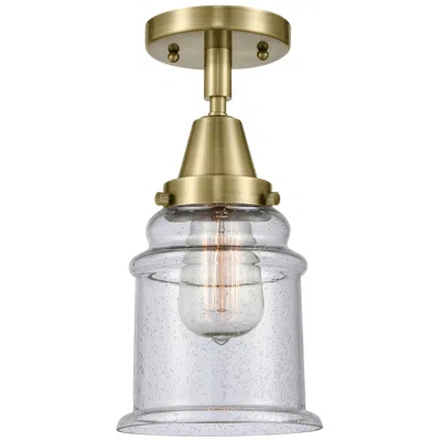 Innovations Lighting Caden Canton 6" Wide Antique Brass Flush Mount With Seedy Shade