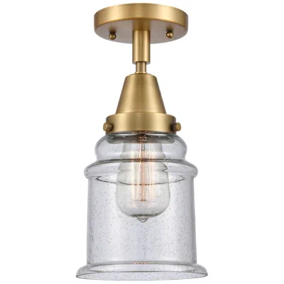 Innovations Lighting Caden Canton 6" Wide Brushed Brass Flush Mount With Seedy Shade