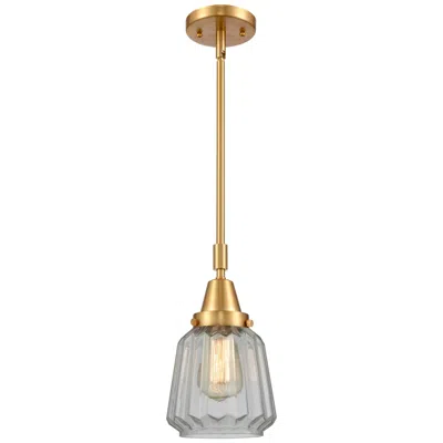 Innovations Lighting Caden Chatham 7" Wide Satin Gold Stem Hung Mini Pendant W/ Clear Shade