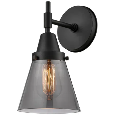 Innovations Lighting Caden Cone 11" High Matte Black Sconce W/ Plated Smoke Shade