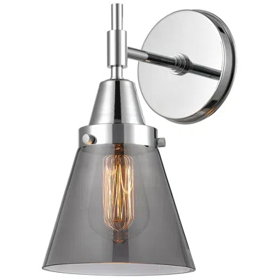 Innovations Lighting Caden Cone 11" High Polished Chrome Sconce W/ Plated Smoke Shade