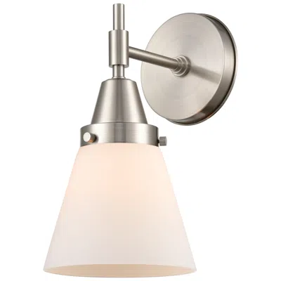Innovations Lighting Caden Cone 11" High Satin Nickel Sconce W/ Matte White Shade