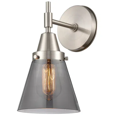 Innovations Lighting Caden Cone 11" High Satin Nickel Sconce W/ Plated Smoke Shade