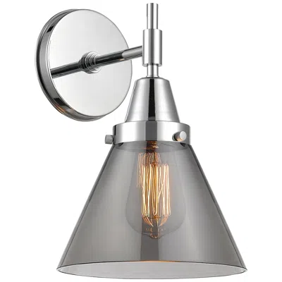 Innovations Lighting Caden Cone 11.25" High Polished Chrome Sconce W/ Plated Smoke Shade