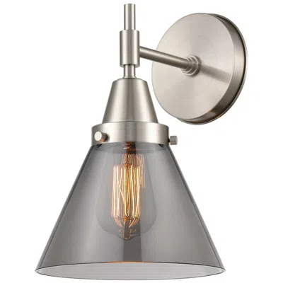 Innovations Lighting Caden Cone 11.25" High Satin Nickel Sconce W/ Plated Smoke Shade