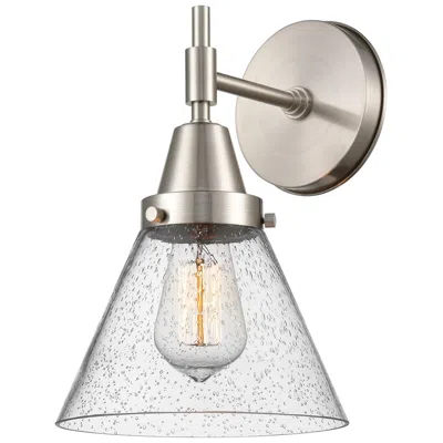 Innovations Lighting Caden Cone 11.25" High Satin Nickel Sconce W/ Seedy Shade