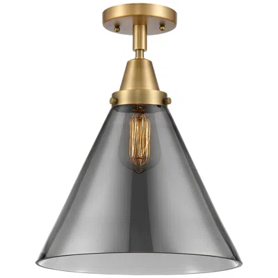 Innovations Lighting Caden Cone 12" Flush Mount - Brushed Brass - Plated Smoke Shade