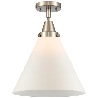 Innovations Lighting Caden Cone 12" Flush Mount - Brushed Satin Nickel - Matte White Shade