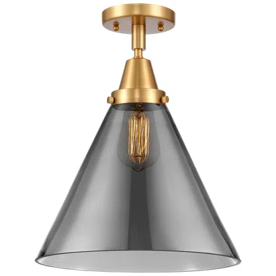 Innovations Lighting Caden Cone 12" Flush Mount - Satin Gold - Plated Smoke Shade