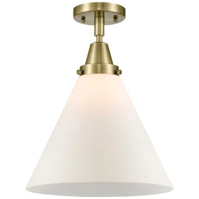 Innovations Lighting Caden Cone 12" Led Flush Mount - Antique Brass - Matte White Shade