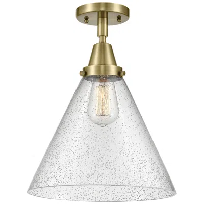 Innovations Lighting Caden Cone 12" Led Flush Mount - Antique Brass - Seedy Shade