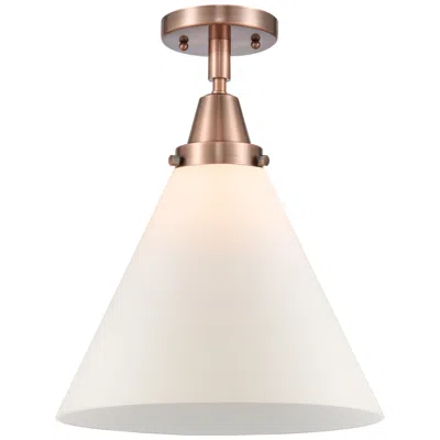 Innovations Lighting Caden Cone 12" Led Flush Mount - Antique Copper - Matte White Shade