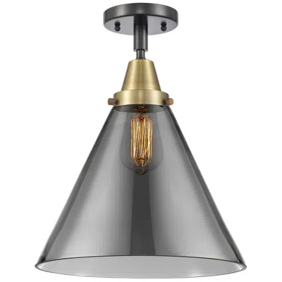 Innovations Lighting Caden Cone 12" Led Flush Mount - Black Antique Brass - Plated Smoke Sh