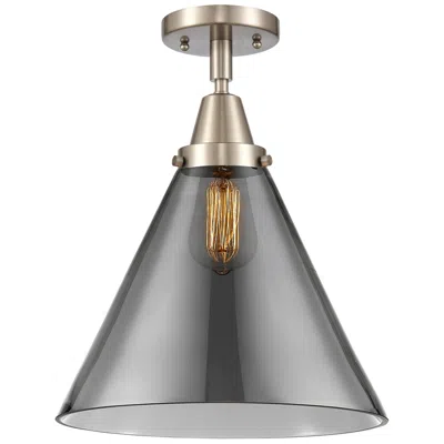 Innovations Lighting Caden Cone 12" Led Flush Mount - Brushed Satin Nickel - Plated Smoke S