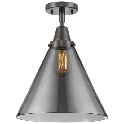 Innovations Lighting Caden Cone 12" Led Flush Mount - Oil Rubbed Bronze - Plated Smoke Shad