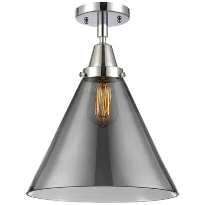 Innovations Lighting Caden Cone 12" Led Flush Mount - Polished Chrome - Plated Smoke Shade