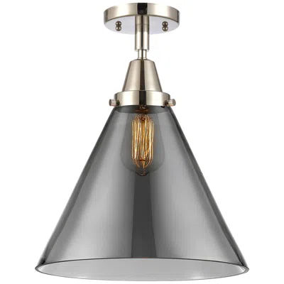 Innovations Lighting Caden Cone 12" Led Flush Mount - Polished Nickel - Plated Smoke Shade In Gray