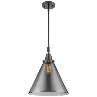 Innovations Lighting Caden Cone 12" Wide Bronze Stem Hung Mini Pendant W/ Plated Smoke Shad