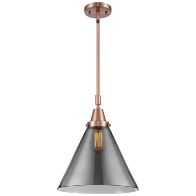 Innovations Lighting Caden Cone 12" Wide Copper Stem Hung Mini Pendant W/ Plated Smoke Shad