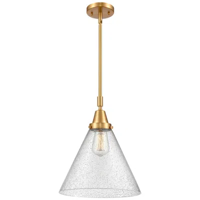 Innovations Lighting Caden Cone 12" Wide Satin Gold Stem Hung Mini Pendant W/ Seedy Shade