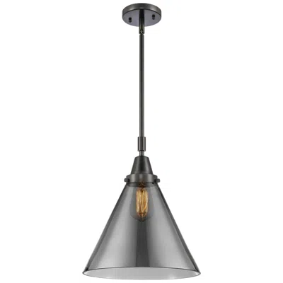 Innovations Lighting Caden Cone 12"w Matte Black Stem Hung Mini Pendant W/ Plated Smoke Sha