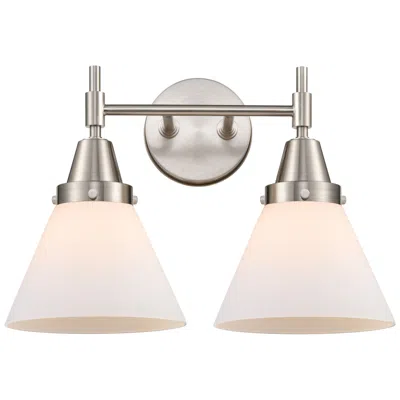 Innovations Lighting Caden Cone 16.75"w 2 Light Satin Nickel Bath Vanity Light W/ White Sha