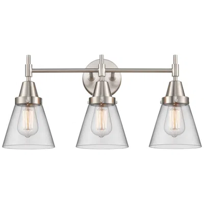 Innovations Lighting Caden Cone 24.25"w 3 Light Satin Nickel Bath Vanity Light W/ Clear Sha