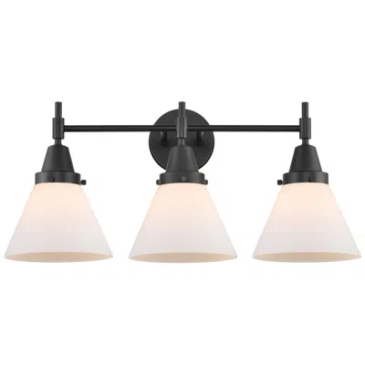Innovations Lighting Caden Cone 25.75" Wide 3 Light Matte Black Bath Vanity Light W/ White