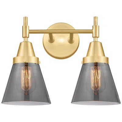 Innovations Lighting Caden Cone 6" 2 Light 15" Bath Light - Satin Gold - Plated Smoke