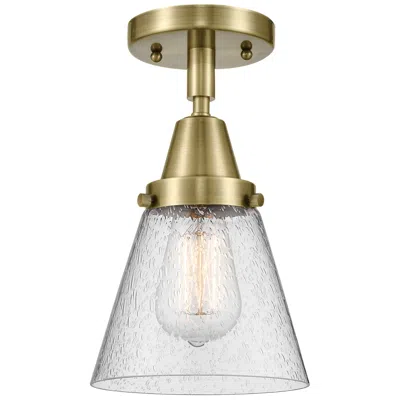 Innovations Lighting Caden Cone 6" Flush Mount - Antique Brass - Seedy Shade