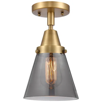 Innovations Lighting Caden Cone 6" Flush Mount - Brushed Brass - Plated Smoke Shade