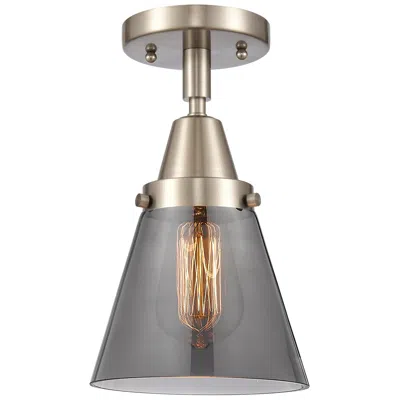 Innovations Lighting Caden Cone 6" Flush Mount - Brushed Satin Nickel - Plated Smoke Shade