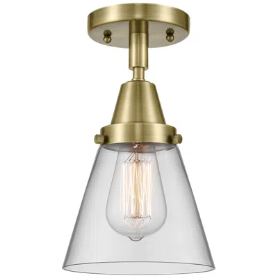 Innovations Lighting Caden Cone 6" Led Flush Mount - Antique Brass - Clear Shade