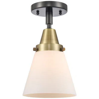 Innovations Lighting Caden Cone 6" Led Flush Mount - Black Antique Brass - Matte White Shad