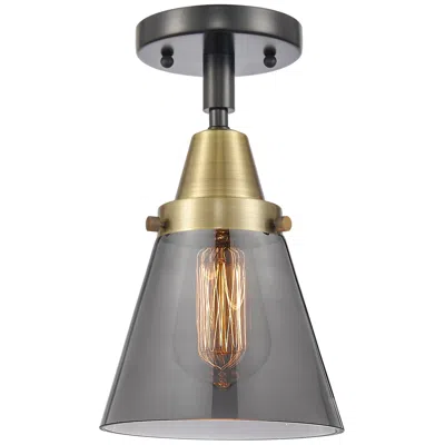 Innovations Lighting Caden Cone 6" Led Flush Mount - Black Antique Brass - Plated Smoke Sha