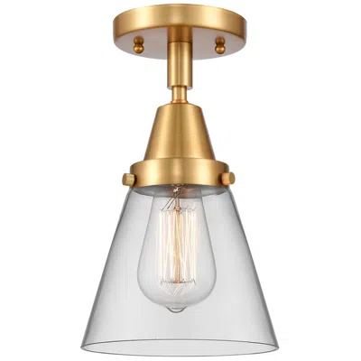 Innovations Lighting Caden Cone 6" Led Flush Mount - Satin Gold - Clear Shade