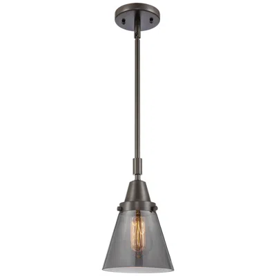 Innovations Lighting Caden Cone 6" Wide Bronze Stem Hung Mini Pendant W/ Plated Smoke Shade