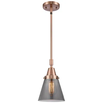Innovations Lighting Caden Cone 6" Wide Copper Stem Hung Mini Pendant W/ Plated Smoke Shade