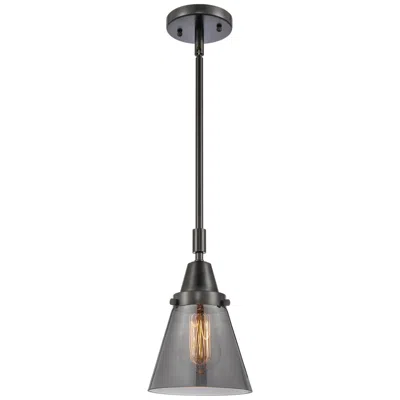 Innovations Lighting Caden Cone 6" Wide Matte Black Stem Hung Mini Pendant W/ Plated Smoke