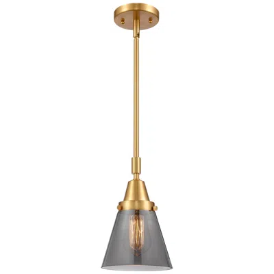 Innovations Lighting Caden Cone 6" Wide Satin Gold Stem Hung Mini Pendant W/ Plated Smoke S
