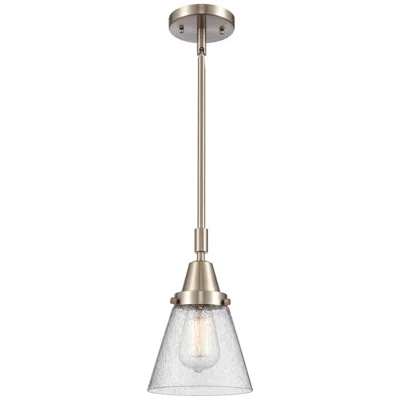 Innovations Lighting Caden Cone 6"w Brushed Satin Nickel Stem Hung Mini Pendant W/ Seedy Sh