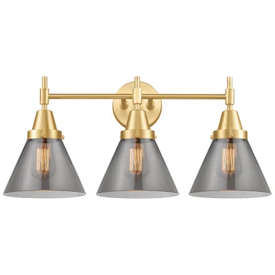 Innovations Lighting Caden Cone 8" 3 Light 26" Led Bath Light - Satin Gold - Plated Sm