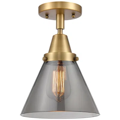 Innovations Lighting Caden Cone 8" Flush Mount - Brushed Brass - Plated Smoke Shade